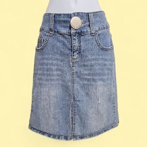 Lazer Denim Knee Length Skirt